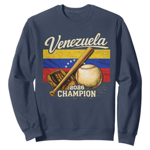 Venezuela Baseball 2026 Sweatshirt Champions Vintage Venezuelan Flag Baseball Fan Gift TS10 Navy Print Your Wear