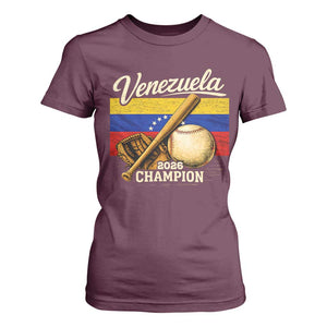 Venezuela Baseball 2026 T Shirt For Women Champions Vintage Venezuelan Flag Baseball Fan Gift TS10 Maroon Print Your Wear