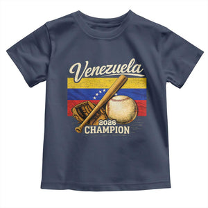 Venezuela Baseball 2026 Toddler T Shirt Champions Vintage Venezuelan Flag Baseball Fan Gift TS10 Navy Print Your Wear
