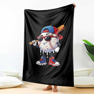 Baseball Drip Ice Cream Throw Blanket Youth Drip Baseball Boys Kid Red White And Blue TS10 Print Your Wear