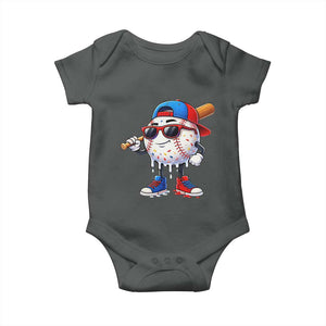 Baseball Drip Ice Cream Baby Onesie Youth Drip Baseball Boys Kid Red White And Blue TS10 Dark Heather Print Your Wear