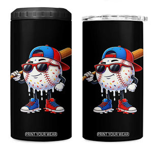 Baseball Drip Ice Cream 4 in 1 Can Cooler Tumbler Youth Drip Baseball Boys Kid Red White And Blue TS10 One Size: 16 oz Black Print Your Wear