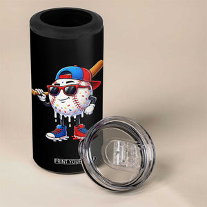 Baseball Drip Ice Cream 4 in 1 Can Cooler Tumbler Youth Drip Baseball Boys Kid Red White And Blue TS10 Print Your Wear