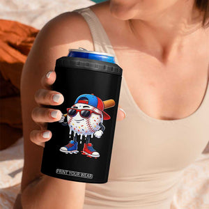 Baseball Drip Ice Cream 4 in 1 Can Cooler Tumbler Youth Drip Baseball Boys Kid Red White And Blue TS10 Print Your Wear