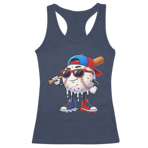 Baseball Drip Ice Cream Racerback Tank Top Youth Drip Baseball Boys Kid Red White And Blue TS10 Navy Print Your Wear