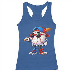 Baseball Drip Ice Cream Racerback Tank Top Youth Drip Baseball Boys Kid Red White And Blue TS10 Royal Blue Print Your Wear