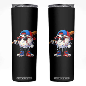 Baseball Drip Ice Cream Skinny Tumbler Youth Drip Baseball Boys Kid Red White And Blue TS10 Black Print Your Wear