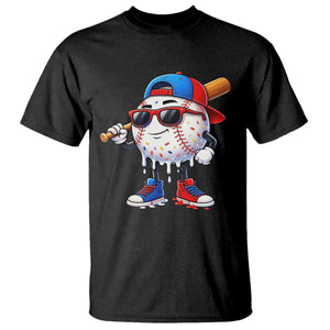 Baseball Drip Ice Cream T Shirt Youth Drip Baseball Boys Kid Red White And Blue TS10 Black Print Your Wear