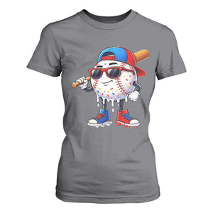 Baseball Drip Ice Cream T Shirt For Women Youth Drip Baseball Boys Kid Red White And Blue TS10 Charcoal Print Your Wear