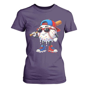 Baseball Drip Ice Cream T Shirt For Women Youth Drip Baseball Boys Kid Red White And Blue TS10 Purple Print Your Wear