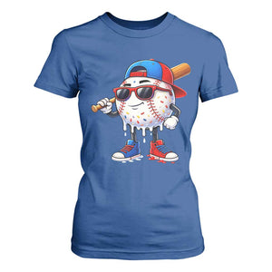 Baseball Drip Ice Cream T Shirt For Women Youth Drip Baseball Boys Kid Red White And Blue TS10 Royal Blue Print Your Wear
