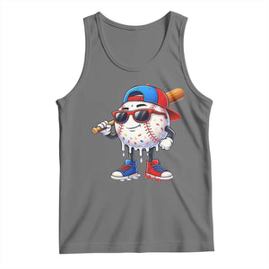 Baseball Drip Ice Cream Tank Top Youth Drip Baseball Boys Kid Red White And Blue TS10 Black Heather Print Your Wear