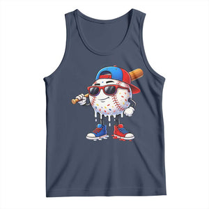 Baseball Drip Ice Cream Tank Top Youth Drip Baseball Boys Kid Red White And Blue TS10 Navy Print Your Wear