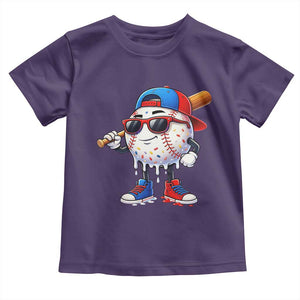 Baseball Drip Ice Cream Toddler T Shirt Youth Drip Baseball Boys Kid Red White And Blue TS10 Purple Print Your Wear
