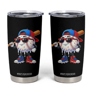 Baseball Drip Ice Cream Tumbler Cup Youth Drip Baseball Boys Kid Red White And Blue TS10 Black Print Your Wear