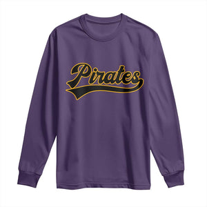 Vintage Pirates Long Sleeve Shirt Varsity Script Retro Sports Jersey Style Baseball Fans TS10 Purple Print Your Wear
