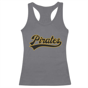 Vintage Pirates Racerback Tank Top Varsity Script Retro Sports Jersey Style Baseball Fans TS10 Charcoal Print Your Wear