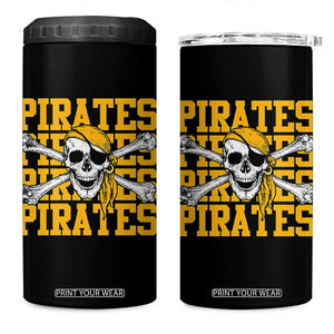 Retro Pirates 4 in 1 Can Cooler Tumbler Vintage Retro Skull Crossbones Baseball Fans TS10 One Size: 16 oz Black Print Your Wear