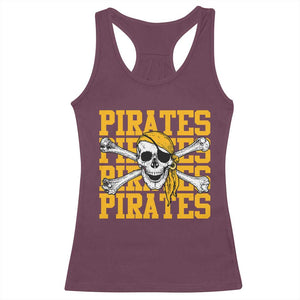 Retro Pirates Racerback Tank Top Vintage Retro Skull Crossbones Baseball Fans TS10 Maroon Print Your Wear
