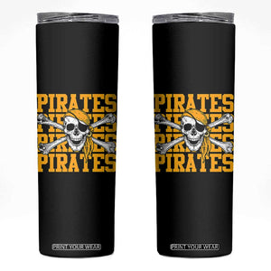 Retro Pirates Skinny Tumbler Vintage Retro Skull Crossbones Baseball Fans TS10 Black Print Your Wear