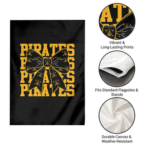 Pirates Coquette Bow Garden Flag Retro Sports Style Pirate Skull TS10 Print Your Wear