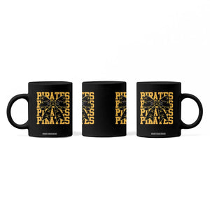 Pirates Coquette Bow Coffee Mug Retro Sports Style Pirate Skull TS10 Print Your Wear