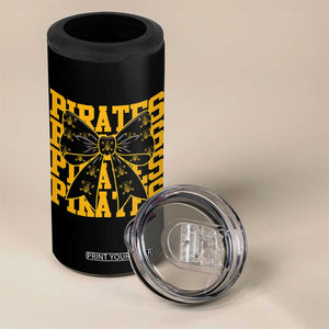 Pirates Coquette Bow 4 in 1 Can Cooler Tumbler Retro Sports Style Pirate Skull TS10 Print Your Wear