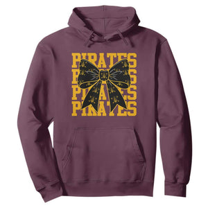 Pirates Coquette Bow Hoodie Retro Sports Style Pirate Skull TS10 Maroon Print Your Wear