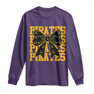 Pirates Coquette Bow Long Sleeve Shirt Retro Sports Style Pirate Skull TS10 Purple Print Your Wear