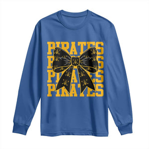 Pirates Coquette Bow Long Sleeve Shirt Retro Sports Style Pirate Skull TS10 Royal Blue Print Your Wear