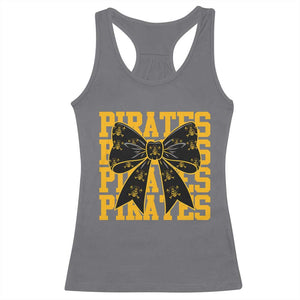 Pirates Coquette Bow Racerback Tank Top Retro Sports Style Pirate Skull TS10 Charcoal Print Your Wear