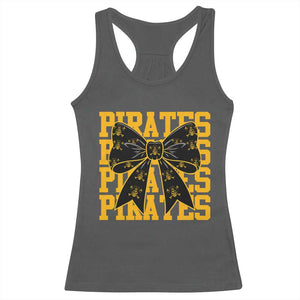 Pirates Coquette Bow Racerback Tank Top Retro Sports Style Pirate Skull TS10 Dark Heather Print Your Wear