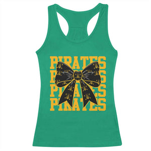 Pirates Coquette Bow Racerback Tank Top Retro Sports Style Pirate Skull TS10 Irish Green Print Your Wear