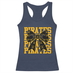 Pirates Coquette Bow Racerback Tank Top Retro Sports Style Pirate Skull TS10 Navy Print Your Wear