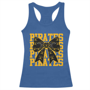 Pirates Coquette Bow Racerback Tank Top Retro Sports Style Pirate Skull TS10 Royal Blue Print Your Wear