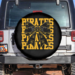 Pirates Coquette Bow Spare Tire Cover Retro Sports Style Pirate Skull TS10 No hole Black Print Your Wear