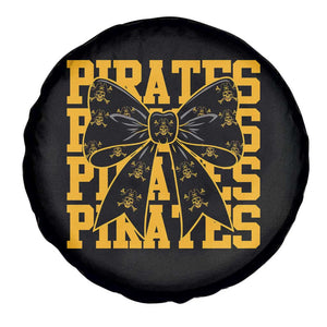 Pirates Coquette Bow Spare Tire Cover Retro Sports Style Pirate Skull TS10 Print Your Wear