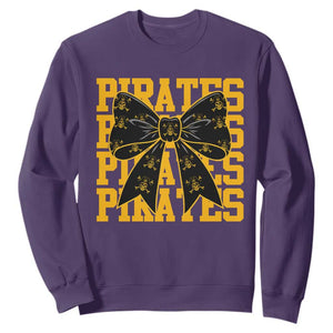Pirates Coquette Bow Sweatshirt Retro Sports Style Pirate Skull TS10 Purple Print Your Wear