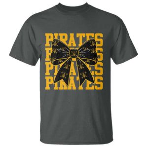 Pirates Coquette Bow T Shirt Retro Sports Style Pirate Skull TS10 Dark Heather Print Your Wear