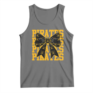 Pirates Coquette Bow Tank Top Retro Sports Style Pirate Skull TS10 Black Heather Print Your Wear