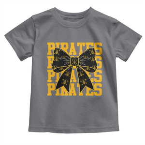 Pirates Coquette Bow Toddler T Shirt Retro Sports Style Pirate Skull TS10 Charcoal Print Your Wear
