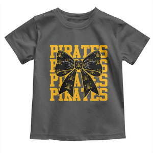 Pirates Coquette Bow Toddler T Shirt Retro Sports Style Pirate Skull TS10 Dark Heather Print Your Wear