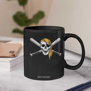 Baseball Pirate Skull Coffee Mug Retro Vintage Cross Baseball Bats TS10 Print Your Wear