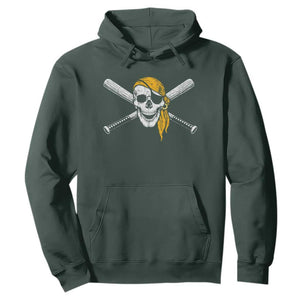 Baseball Pirate Skull Hoodie Retro Vintage Cross Baseball Bats TS10 Dark Forest Green Print Your Wear
