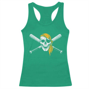 Baseball Pirate Skull Racerback Tank Top Retro Vintage Cross Baseball Bats TS10 Irish Green Print Your Wear