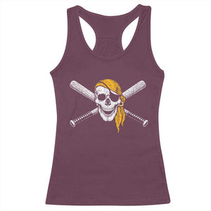 Baseball Pirate Skull Racerback Tank Top Retro Vintage Cross Baseball Bats TS10 Maroon Print Your Wear