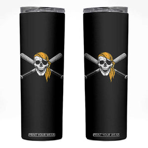Baseball Pirate Skull Skinny Tumbler Retro Vintage Cross Baseball Bats TS10 Black Print Your Wear