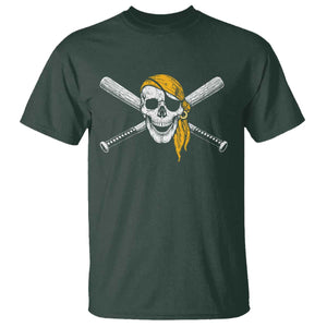 Baseball Pirate Skull T Shirt Retro Vintage Cross Baseball Bats TS10 Dark Forest Green Print Your Wear