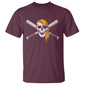 Baseball Pirate Skull T Shirt Retro Vintage Cross Baseball Bats TS10 Maroon Print Your Wear
