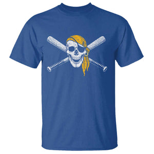 Baseball Pirate Skull T Shirt Retro Vintage Cross Baseball Bats TS10 Royal Blue Print Your Wear